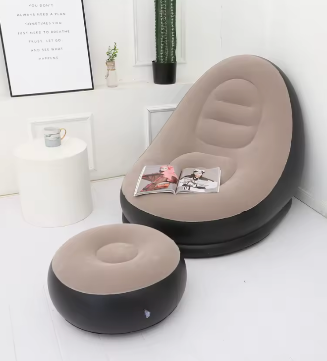 🛋️ Sofá Inflable con Reposapiés – Descanso Total en Cualquier Espacio ✨