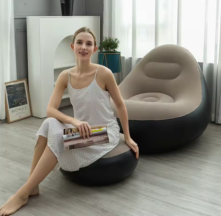 🛋️ Sofá Inflable con Reposapiés – Descanso Total en Cualquier Espacio ✨