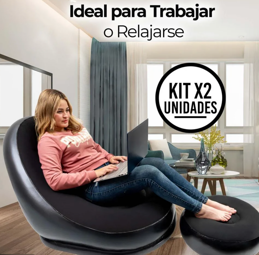 🛋️ Sofá Inflable con Reposapiés – Descanso Total en Cualquier Espacio ✨