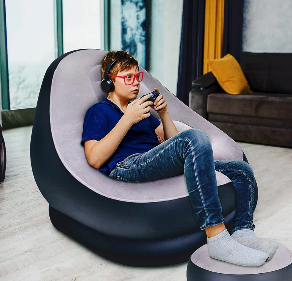 🛋️ Sofá Inflable con Reposapiés – Descanso Total en Cualquier Espacio ✨