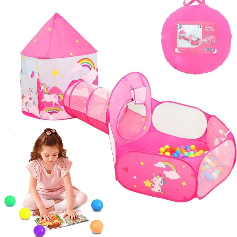 🎪 Set de Juego 3 en 1: Carpa, Castillo y Túnel 🏃‍♂️ ¡El Regalo Perfecto para tus Pequeños! 🎁
