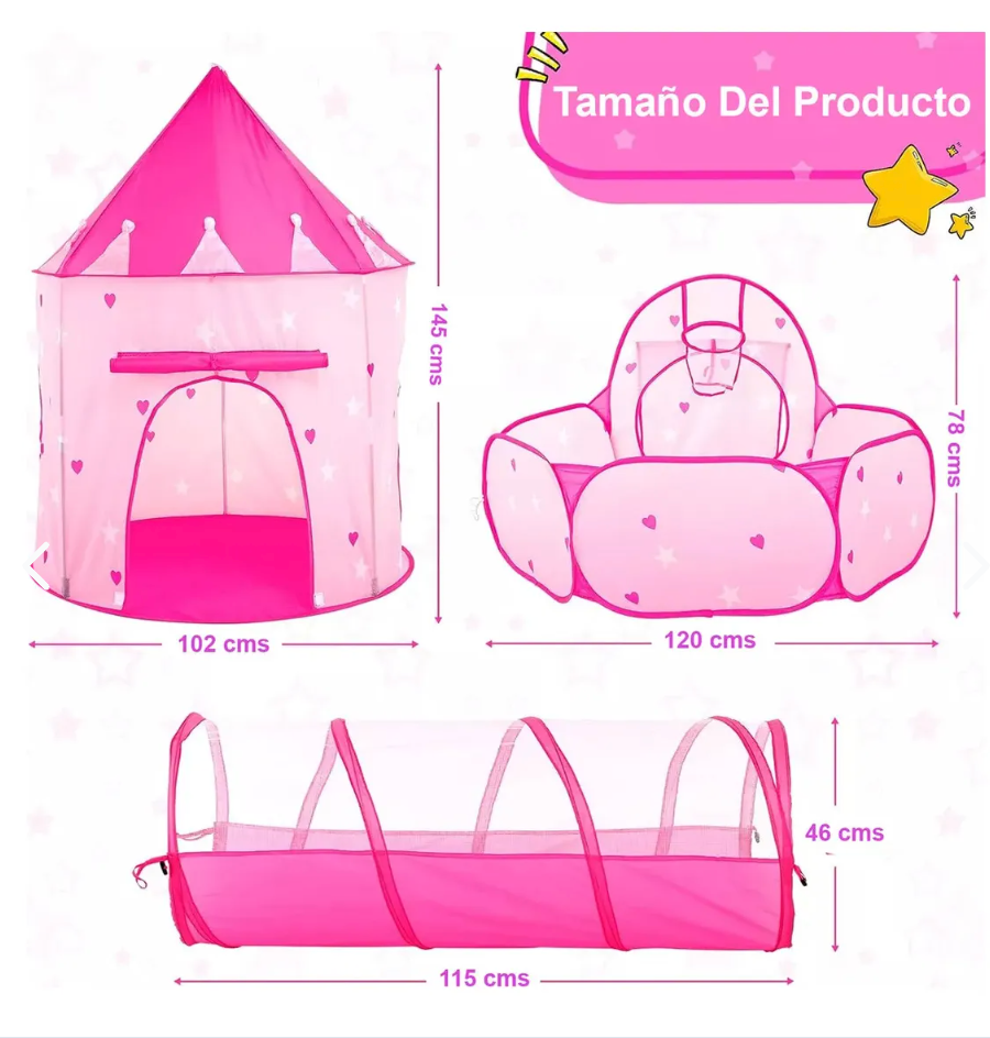 🎪 Set de Juego 3 en 1: Carpa, Castillo y Túnel 🏃‍♂️ ¡El Regalo Perfecto para tus Pequeños! 🎁