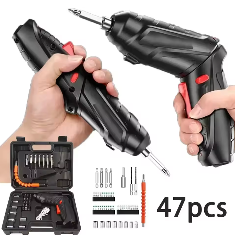 🔄 Destornillador Eléctrico Dual 3.6V ✨ ¡Llega a cada rincón con su Set x47 Piezas! 🛠️💥
