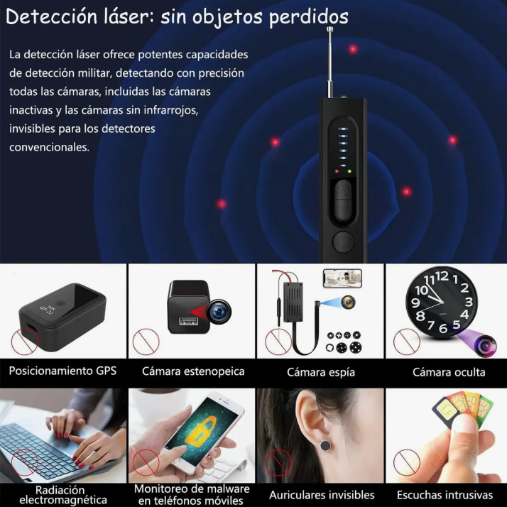 🚫 Evita Ser Espiado – Detector de Cámaras Ocultas 9 en 1 🔍🚨