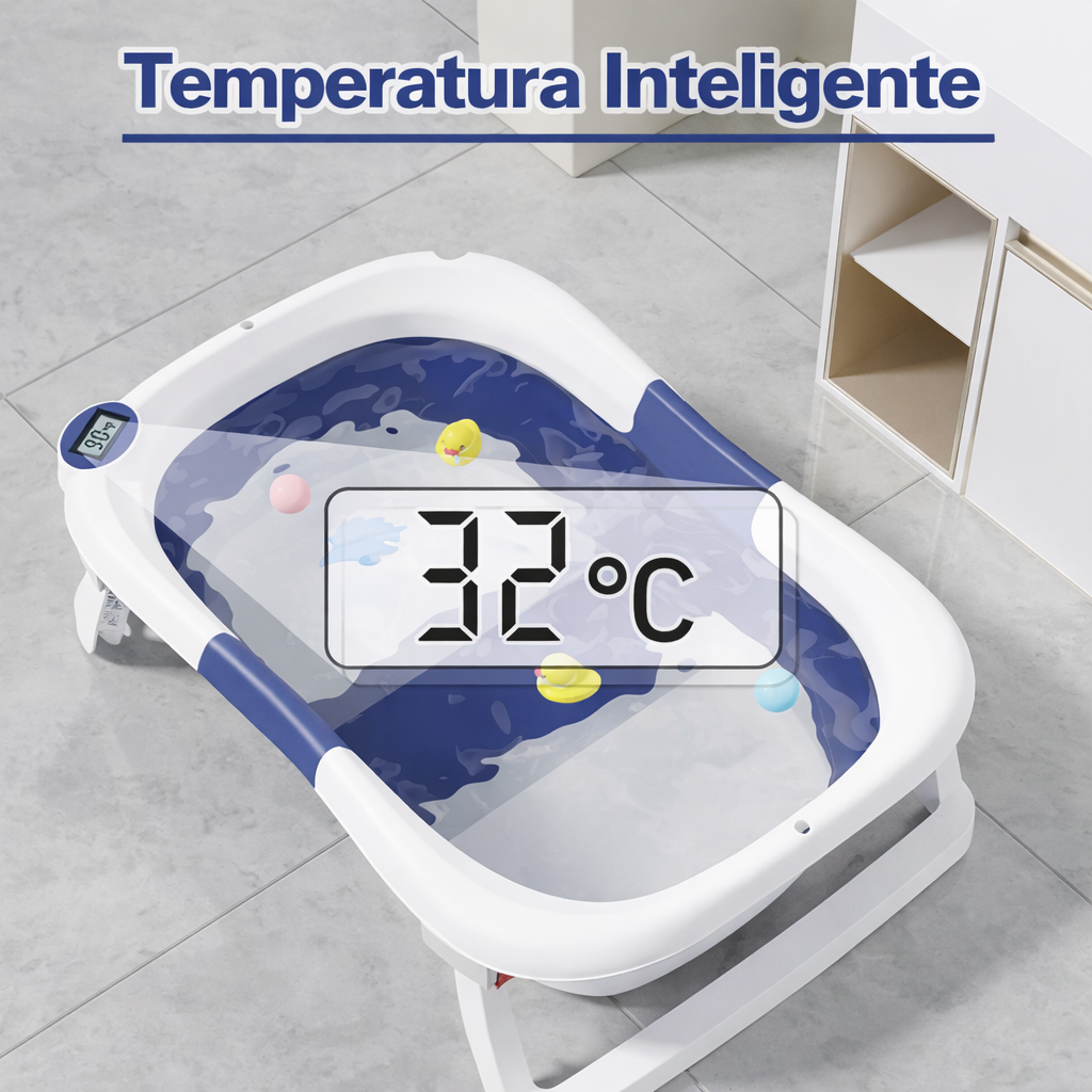 Bañera Para Bebe Con Cojin Y Termómetro