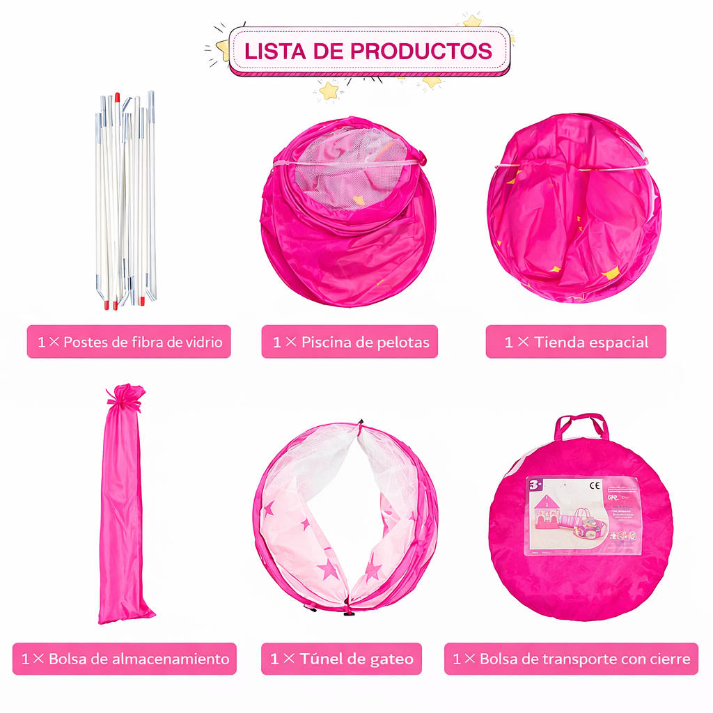 🎪 Set de Juego 3 en 1: Carpa, Castillo y Túnel 🏃‍♂️ ¡El Regalo Perfecto para tus Pequeños! 🎁